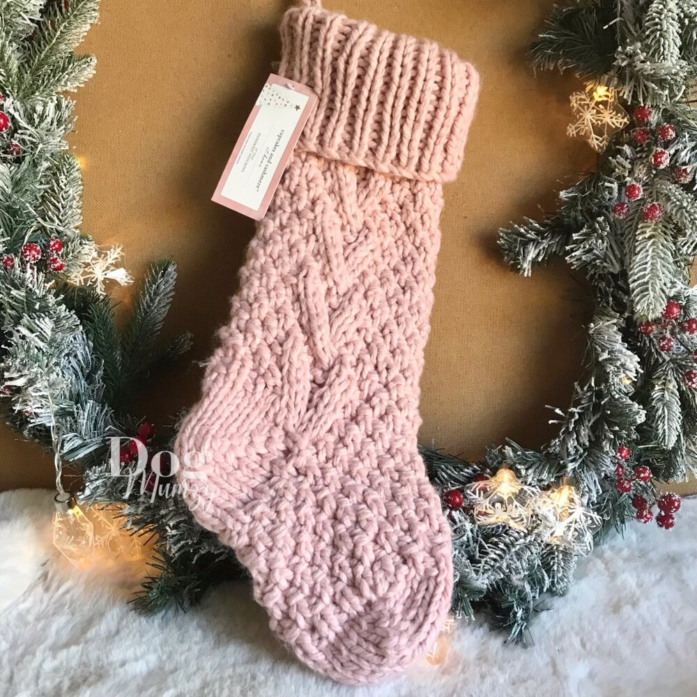 Cupcakes & Cashmere Pink Chunky Handknit Christmas Stocking